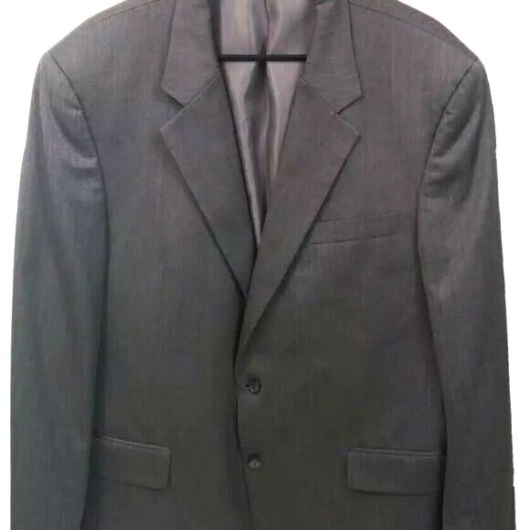 Jos A Bank Signature Collection Blazer Men 46 L Gray Two Button 100% Wool Jacket - Picture 1 of 7